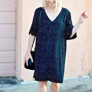 Madewell Black Polka Dot Flutter Sleeve Dress, 2